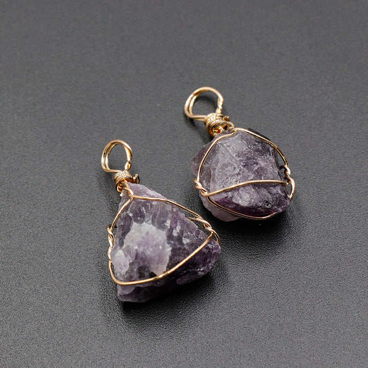 Gold Wire-Wrapped Raw Amethyst Charged under the Full Moon